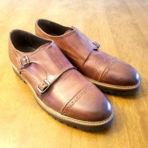 Italian Tan double monk derby shoes